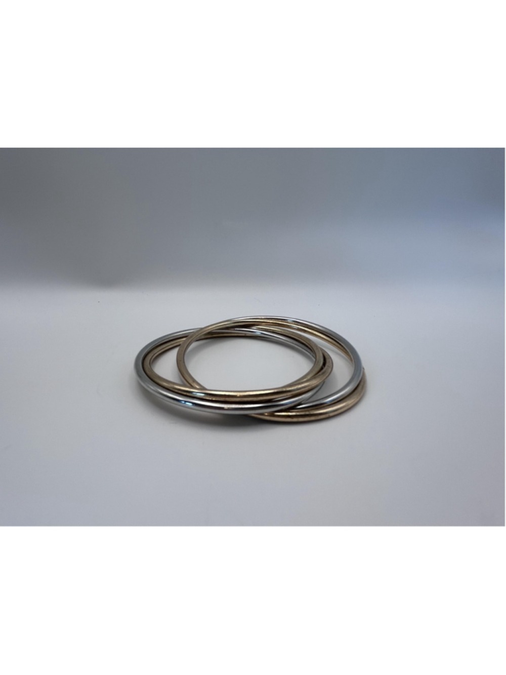 Bracelet Silver Tone Gold Tone Five Bangle Russian Rolling Set 9.4 In - Picture 2 of 4